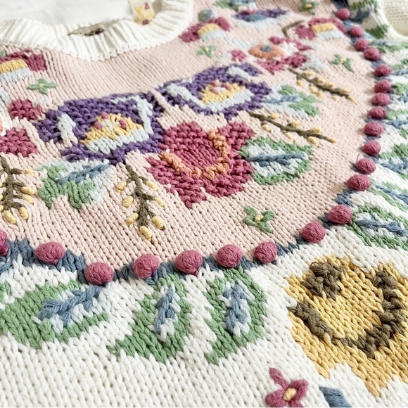 Vintage Runaway Bay Cottagecore Oversized Pastel Knit Pullover Sweater - S/M - Picture 7 of 16